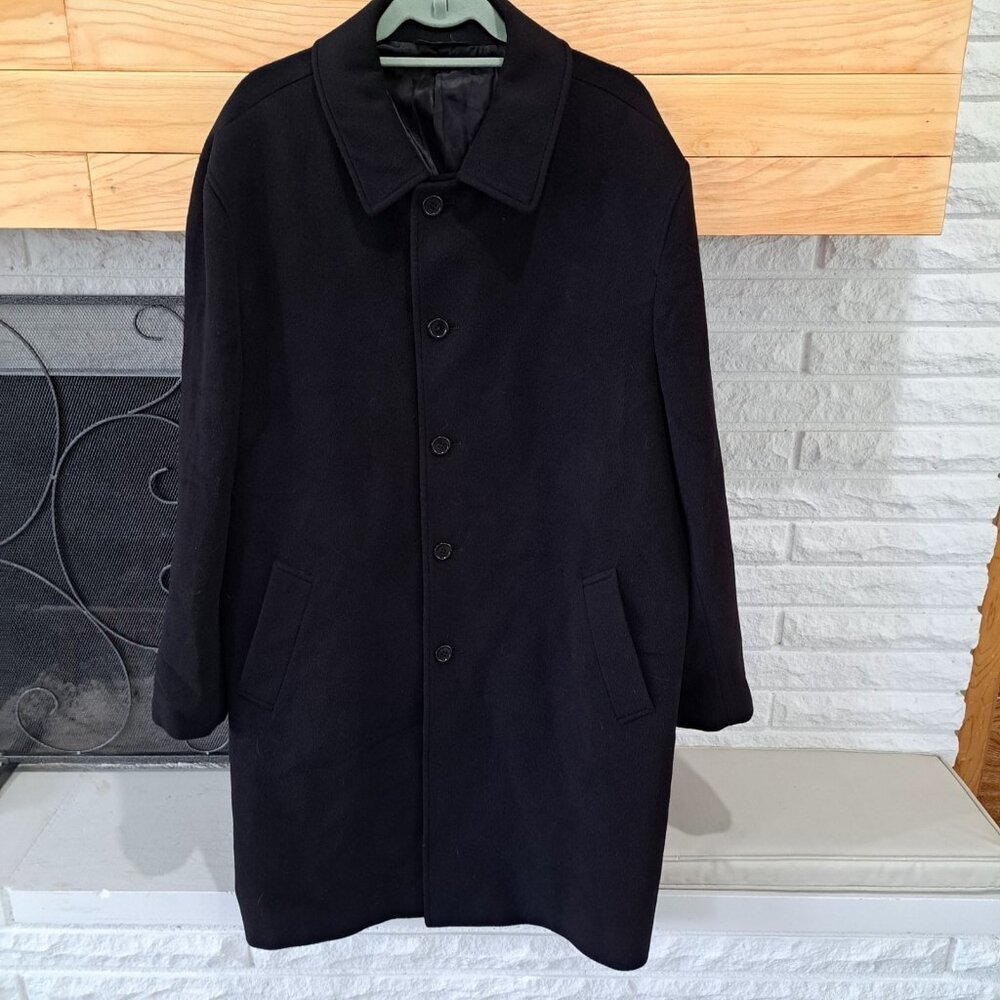 Brooks Brothers Cashmere Wool 346 Men's Size 46 Long Black Luxury Coat Formal